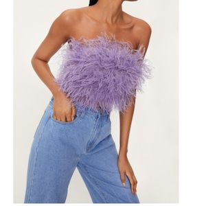 Nasty Gal “Feather Cropped Bandeau Corset Top”